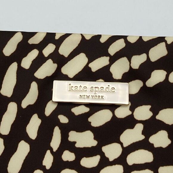 Kate Spade New York Animal Print Nylon Shoulderbag Silver Chain Black/Cream - Picture 10 of 10
